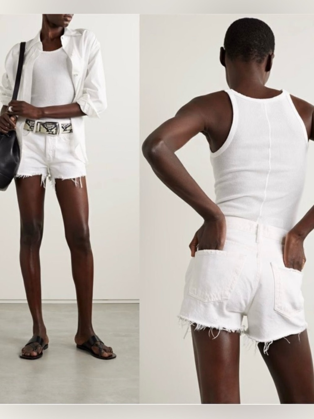 NWT AGOLDE PARKER VINTAGE CUT OFF SHORT in white 32 Shorts New